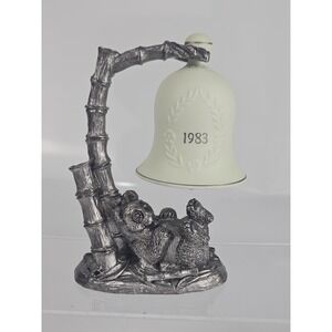 1983 Michael Ricker Pewter Bear Sculpture Porcelain Bell Signed Numbered Ltd